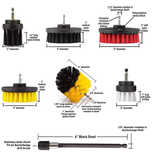 22 Piece Drill Brush Attachment Set Power Scrubber Drill Brush Kit Scrub Brush with Extend Long Attachment 1