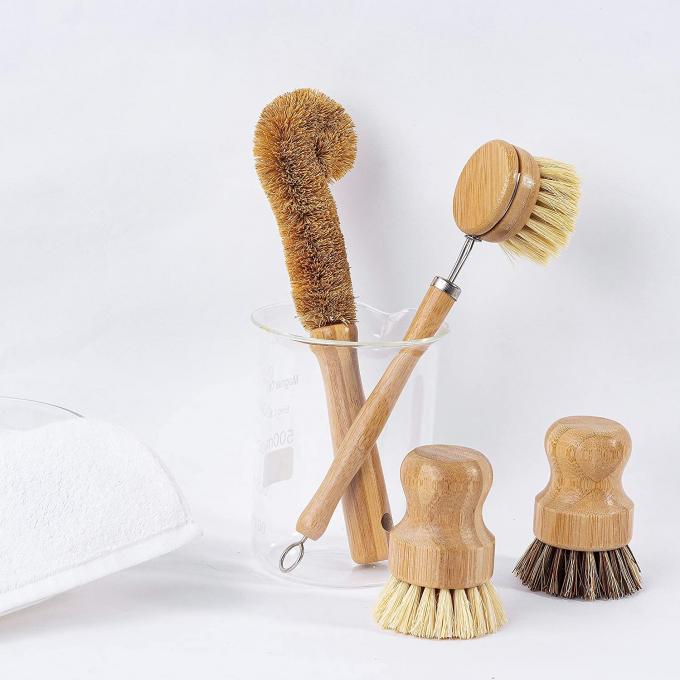 6*8cm Eco Friendly Kitchen Scrub Brush Bamboo Wooden ISO9001 0