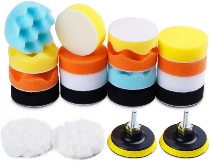 22PCS Car Buffer Polisher Pads Sponge Material White Blue Black Yellow 0