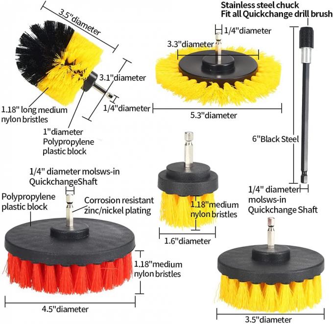 Nylon PP Filament Electric Drill Brush 24 Pieces Red 2'' 3.5'' 4'' 5" 1