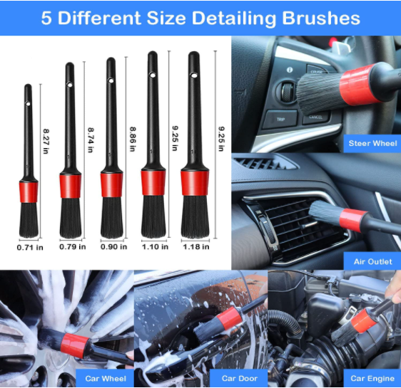 PP 19Pcs Car Detailing Brush Set With 17" Rim Wheel Brush 0