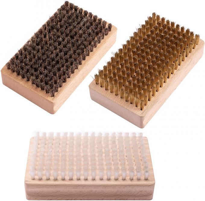 3 Piece Ski Wax Brush Kit Rectangular Waxing With Brass Bristle 0