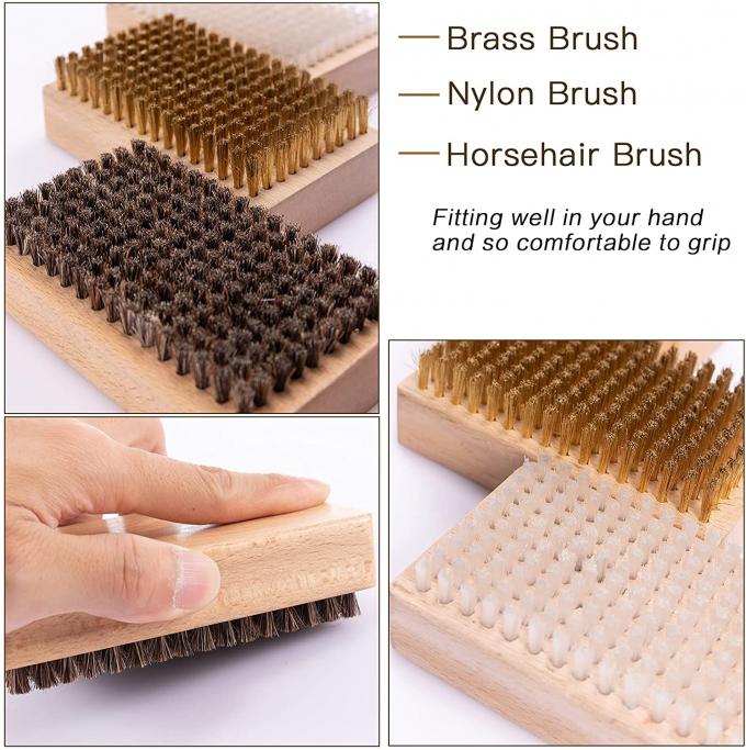 3 Piece Ski Wax Brush Kit Rectangular Waxing With Brass Bristle 1