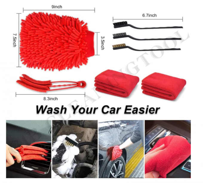 Exterior Interior Car Detailing Brush Set 19 Pcs Nylon Material 0