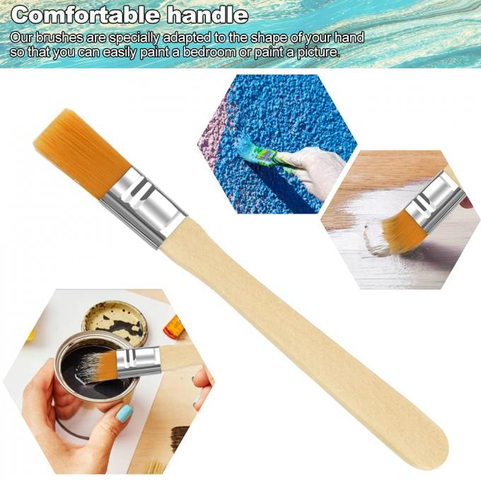 30 Piece Nylon Bristles Flat Paint Brush Set 13.5 Cm Long With Wood Handle 2