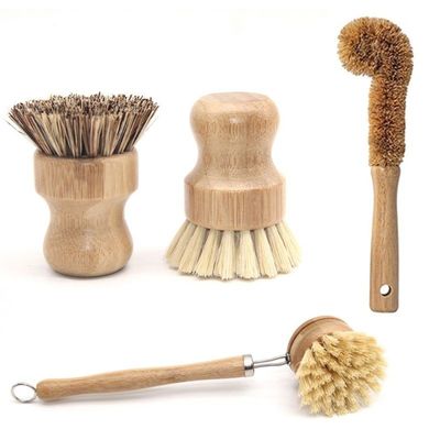 6*8cm Dish Wooden Kitchen Scrubber Brush Set 4Pcs Clean Tableware