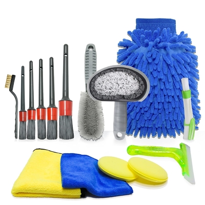 15 Pieces Car Detailing Brush Kit Microfibre Tire Brush Used