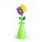 Colorful Flower Dish Brush Plastic Vase With Sponge Pad Sustainable